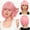 B-Pink, variant on Phocas Blonde Bob Wig with Bangs Synthetic Straight Short Wig for Women 10Inch