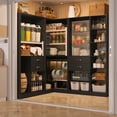 thumbnail image 3 of Homieasy 71'' - 110'' W Closet System with Wooden Drawers and Hanging Rods, Black, 3 of 7