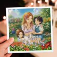 thumbnail image 7 of 3drose, Happy Mothers Day Text, Mother and Two Sons Enjoy a Sunny Warm Day, 6 Greeting Cards with Envelopes, 7 of 7