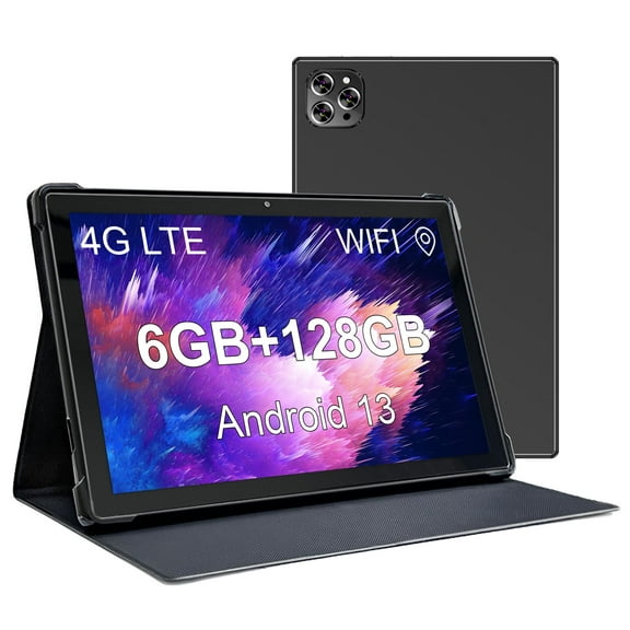 Android 13 Tablet, Tablet with SIM Card Slot Unlocked 4G LTE GSM Cellular Phone Tablet with Octa-Core 6GB RAM 128GB ROM GPS WiFi Case Camera Speaker
