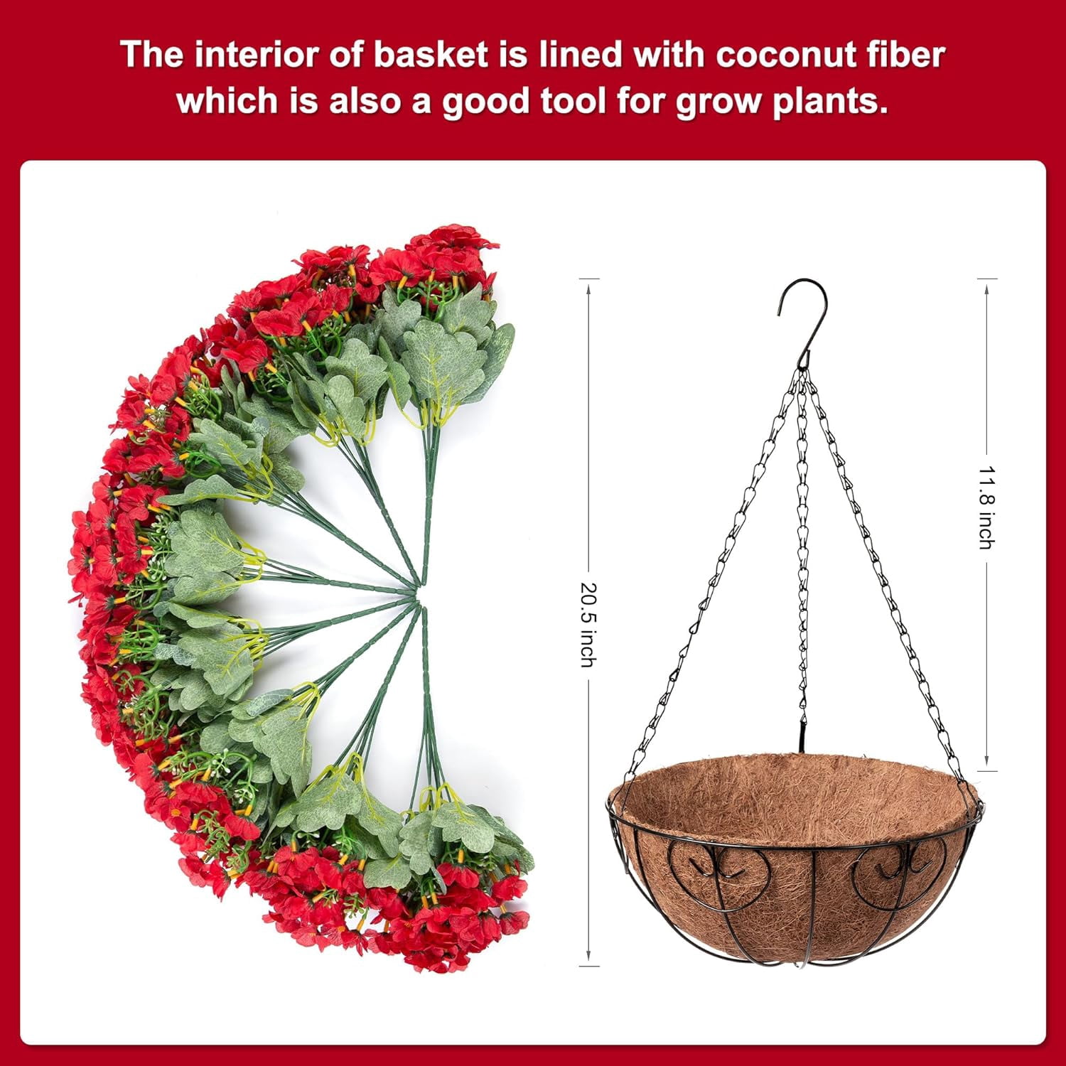 Artificial Hanging Flowers Basket for Spring Outdoor Outside Decoration, Fake Silk Colorful Daisy Eucalyptus in Planter UV Resistant Look Real for Home Patio Yard(Darkorchid)