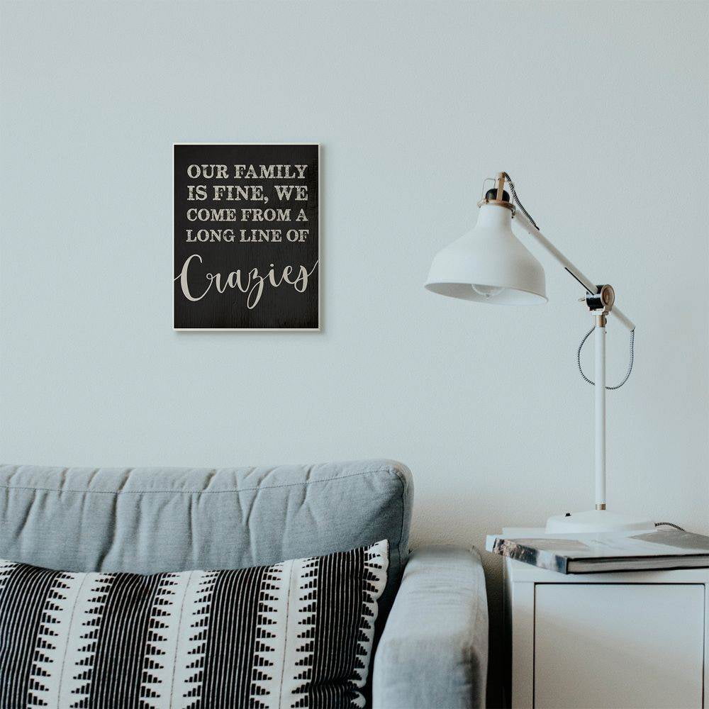 Stupell Industries Family Of Crazies Funny Wood Texture Word Black Design Wall Plaque by Daphne Polselli