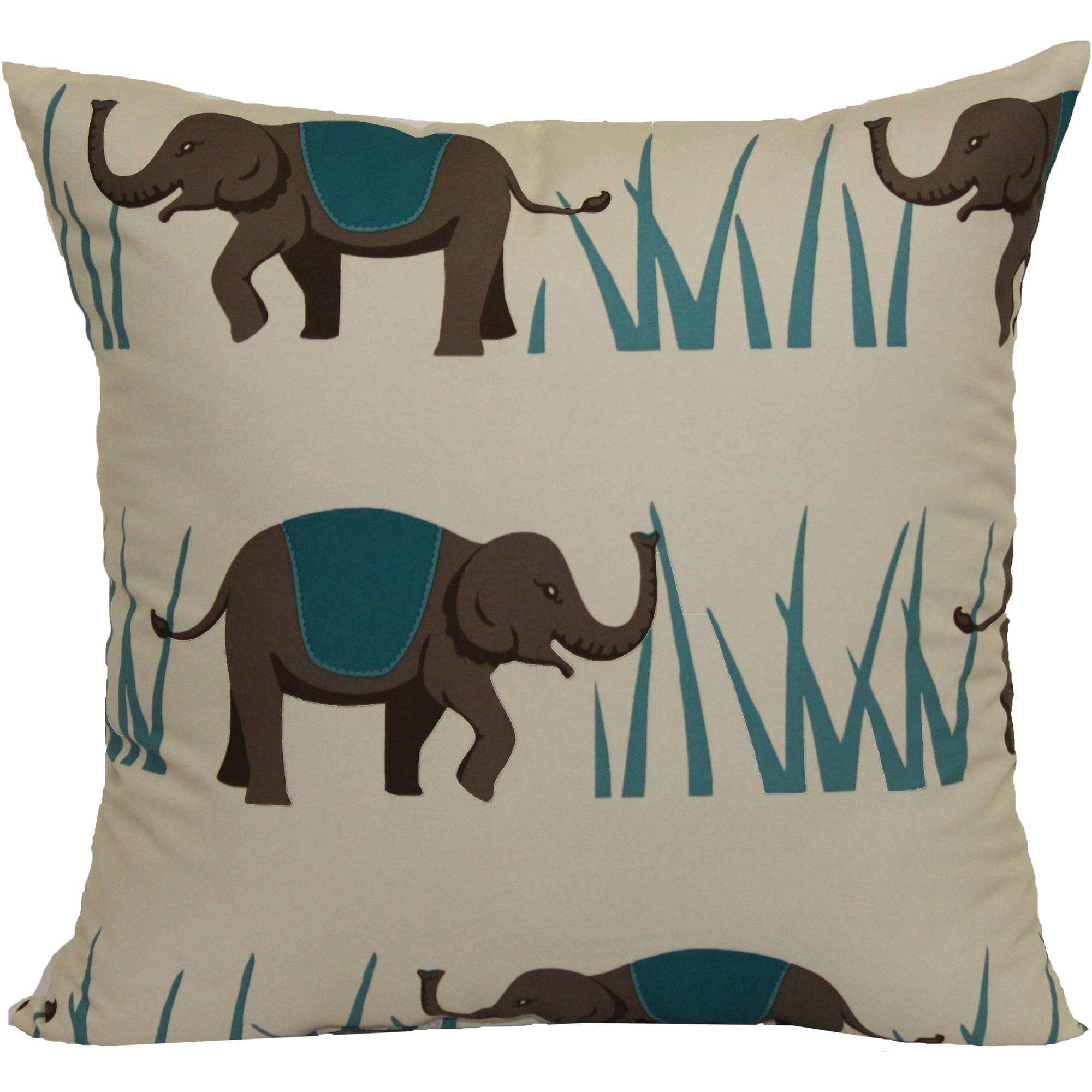 Mainstays Elephant Pillow, 16" x 16", Teal