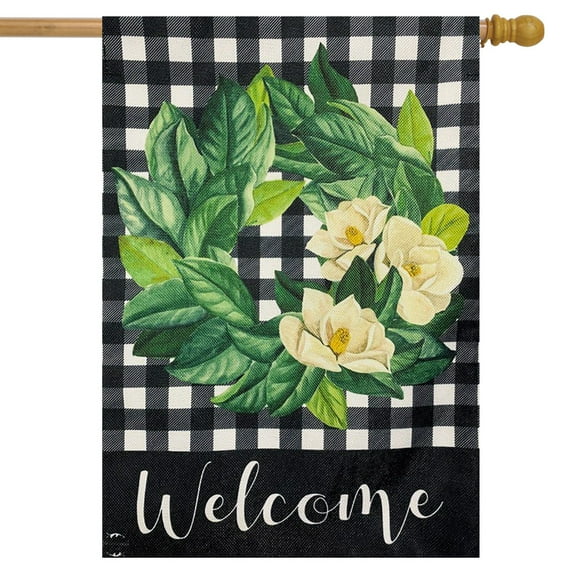 Briarwood Lane Magnolia Wreath Burlap House Flag