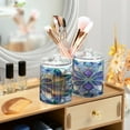 thumbnail image 6 of 4 Pack Purple Blue Floral Stained Glass Qtip Holder Dispenser Clear Plastic Storage Apothecary Jars for Cotton Swabs Balls Pads Floss, 6 of 7