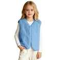 thumbnail image 3 of Letdown Kids Girls Plush - Vest Winter Padded Open Front Sherpa Sleeveless Outerwear Toddler Thick Fuzzy Warm Jackets (Sky Blue,2-3 Years), 3 of 6