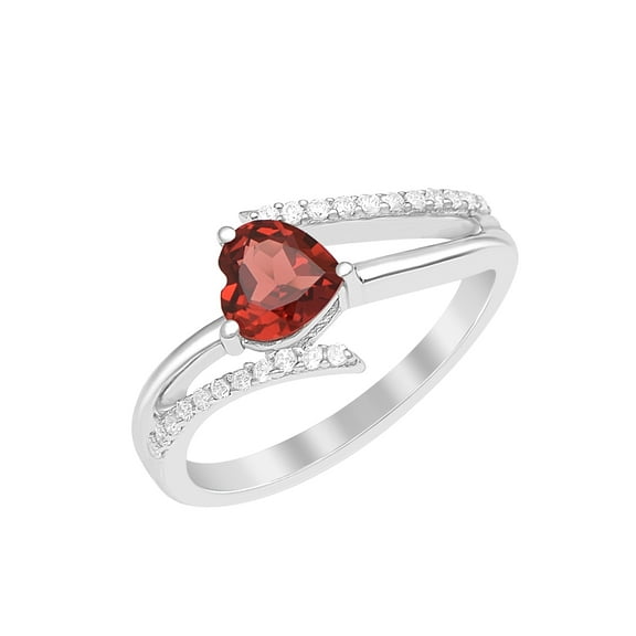 0.95 Ct Heart Shape Garnet Gemstone 925 Sterling Silver Solitaire Bypass Women Proposal Ring