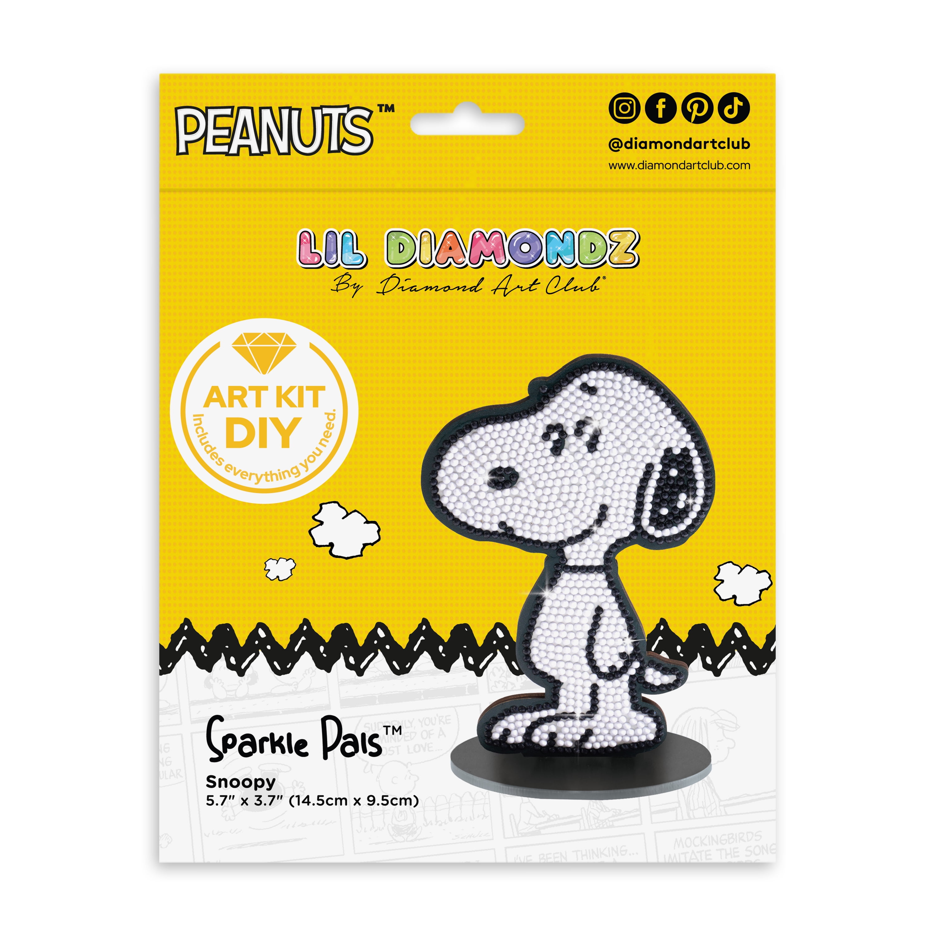 DIAMOND ART CLUB® Sparkle Pals - Snoopy, Diamond Painting Kit, Fun DIY Crafts for Adults, Diamond Art Craft for Beginners, 5.7" x 3.7"