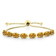 thumbnail image 3 of 18K Yellow Gold Plated Silver Yellow Citrine Bracelet and Earrings Jewelry Set for Women (7.25 Cttw, Gemstone November Birthstone, Oval Checkerboard 7X5MM, Fully Adjustable up to 9 inch), 3 of 4