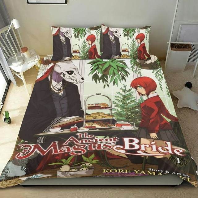 La Novia del Mago Anciano Conjunto de sábanas temático, trío de piezas, cómodo y amigable con la piel, diseño único, regalo de decoración para el hogar para familiares, amigos y fans, 90 cm * 190 cm
