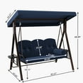 thumbnail image 5 of Uforic 3-Seat Outdoor Porch Swing with Adjustable Canopy, Cushions & Pillow for Garden(Blue), 5 of 10