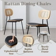thumbnail image 4 of Dayalane Modern Rattan Dining Chairs Set of 2, PU Leather Upholstered Seats with Open Backrest Metal Legs, Armless Side Chairs for Dining Room or Kitchen, White, 4 of 7