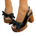thumbnail image 2 of Domuza Wedge Sandals for Women Summer Dressy Open Toe Ankle Strap Slingback Chunky Block High Heeled Platform Sandal Summer Dress Pump Shoes Black 8.5（EU-41）, 2 of 4