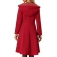 thumbnail image 3 of INSPIRE CHIC Women's Winter Overcoat Solid Color Hooded Button Midi Long Coat With Pockets Red L, 3 of 5