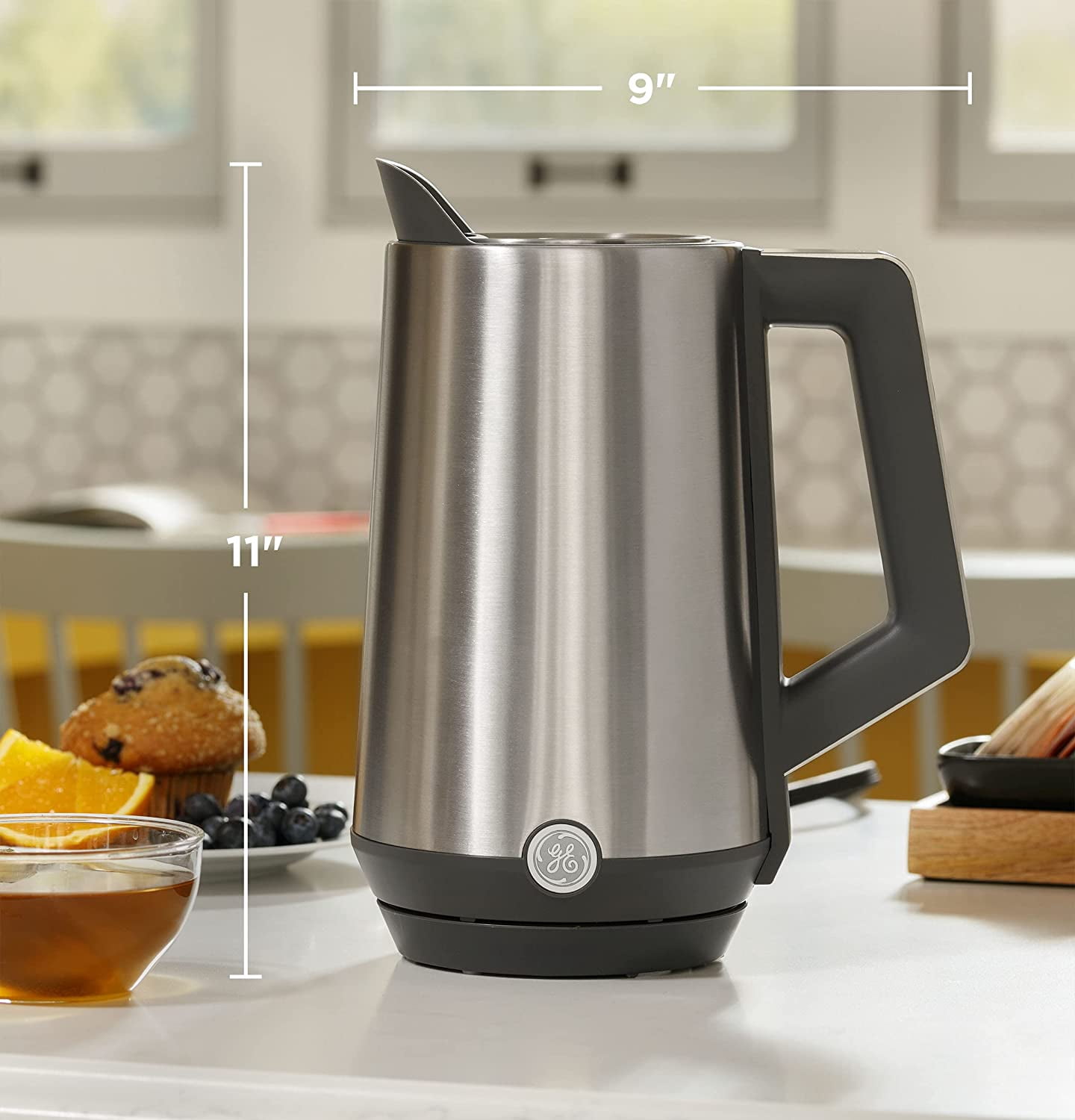 General Electric 1500W 1.5-Liter 6-Cup Electric Kettle, Double Wall Insulation with Keep Warm, Auto Shut-off