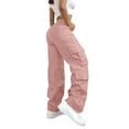 thumbnail image 3 of Mohiass Women High Waisted Wide Leg Cargo Pants Baggy Stretchy Casual Trousers Streetwear Fashion Trendy Travel Sweatpants Pink M, 3 of 5
