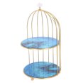 thumbnail image 2 of Double Layer Bird Cage Storage Rack, Cosmetics Organizer Stand with Partitioned Design, Vintage Desktop Makeup Jewelry Holder for Women Girl Valentine Souvenir, 2 of 7
