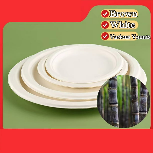 Oval Paper Plates White, 12 Inch Large Paper Plates, 100 Compostable