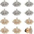 thumbnail image 6 of 6Pcs 6Styles Crystal Rhinestone Crown Brooch Alloy Lapel Pins with Plastic Pearl Beaded for Women Party Wdding Accessories Platinum, 6 of 9