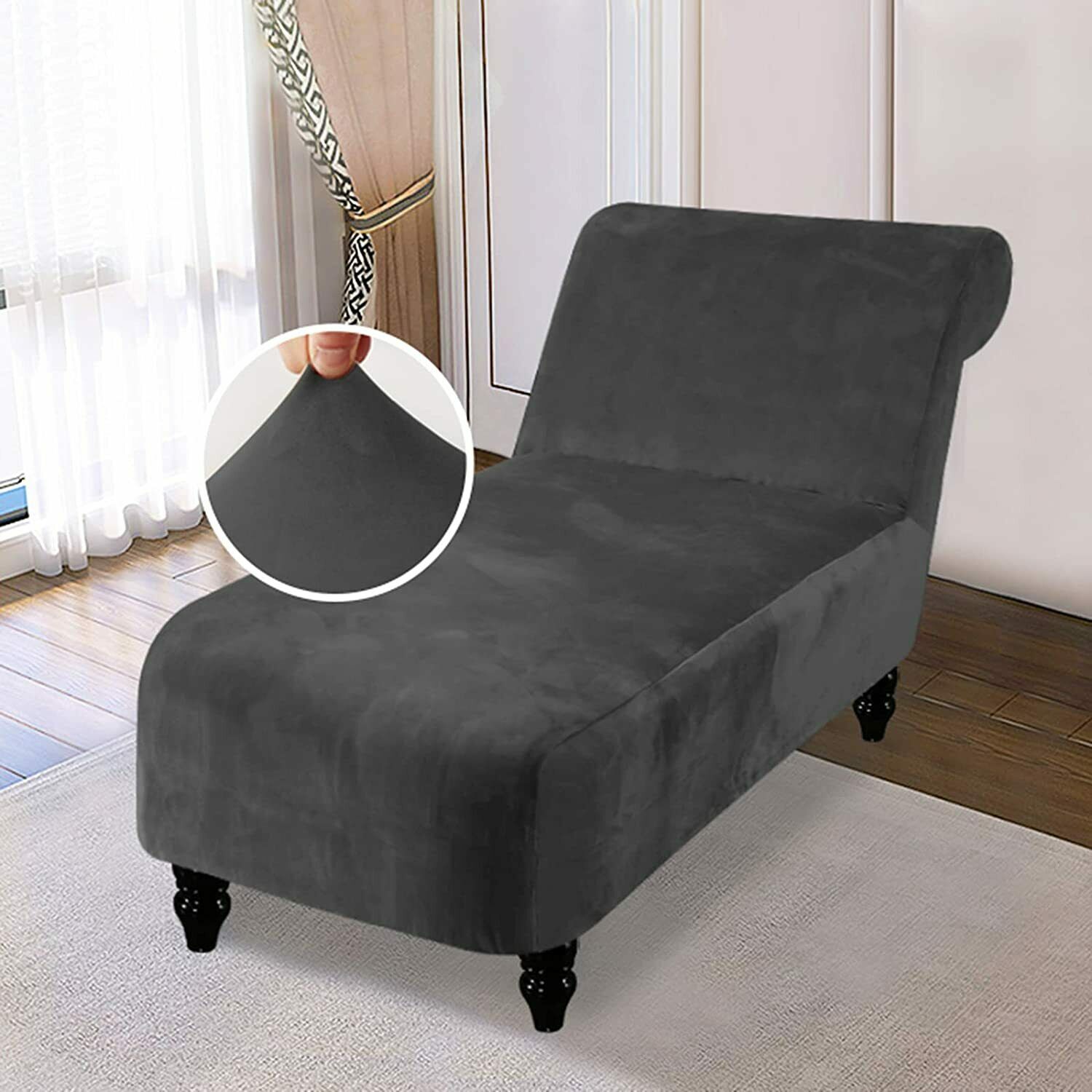 CJC Velvet Armless Lounge Chaise Slipcover Stretch Chaise Couch Cover Lounge Chair Sofa Slipcover Pet Furniture Cover - image 3 of 7