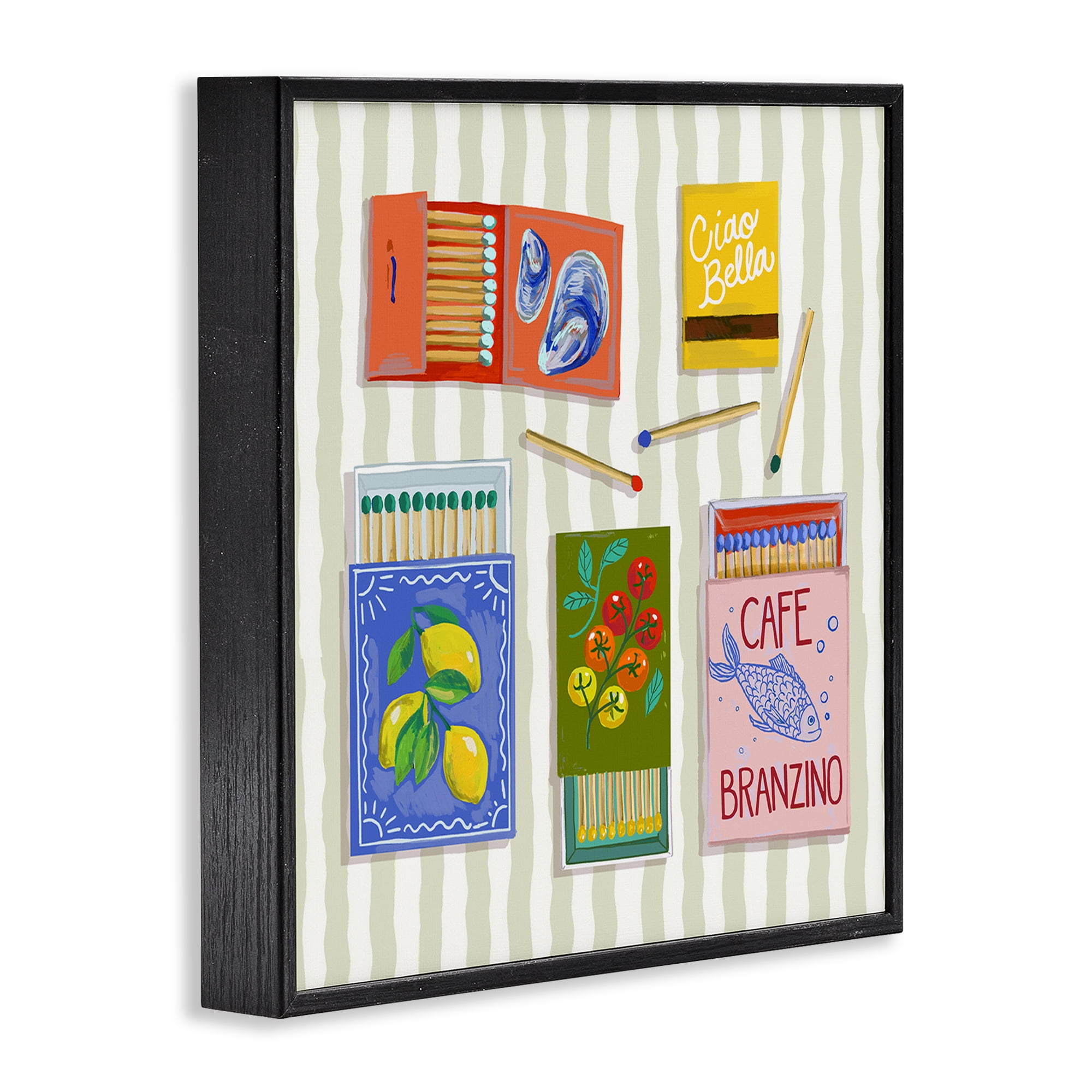 Stupell Industries Ciao Bella Seaside Matchboxes Black Framed Giclee Art, design by Rachel Nerney