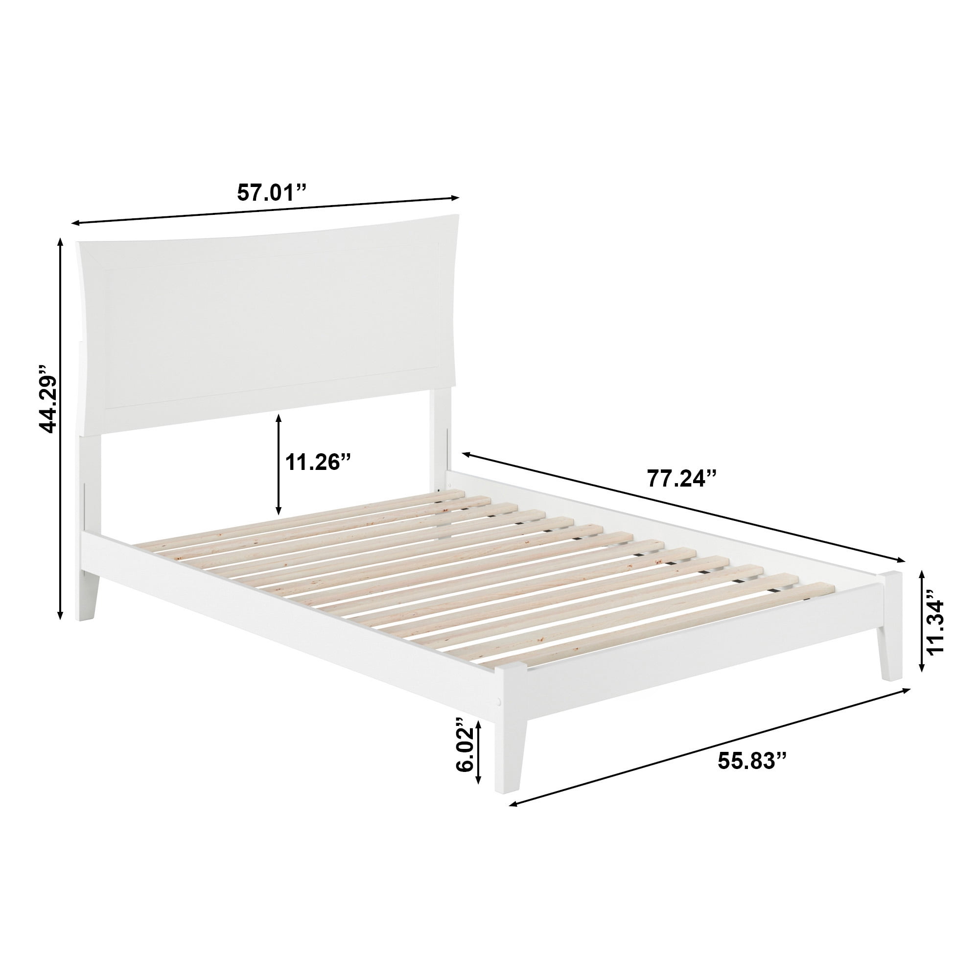 AFI Metro Full Low Profile Wood Platform Bed Frame with Panel Headboard, White