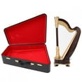 thumbnail image 2 of 25cm Miniature Wooden Harp Model Musical Instrument with Delicate Storage Box, Exquisite Craft Work, Beautiful Decoration for Home Desk and Office Table, 2 of 7