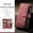thumbnail image 5 of Wallet Case for Samsung Galaxy A52 4G/5G A52S 5G, Premium Handmade PU Leather Phone Case Card Slots Magnetic Closure Zipper Pocket Kickstand Flip Case with Hand Strap - Vintage Red, 5 of 6