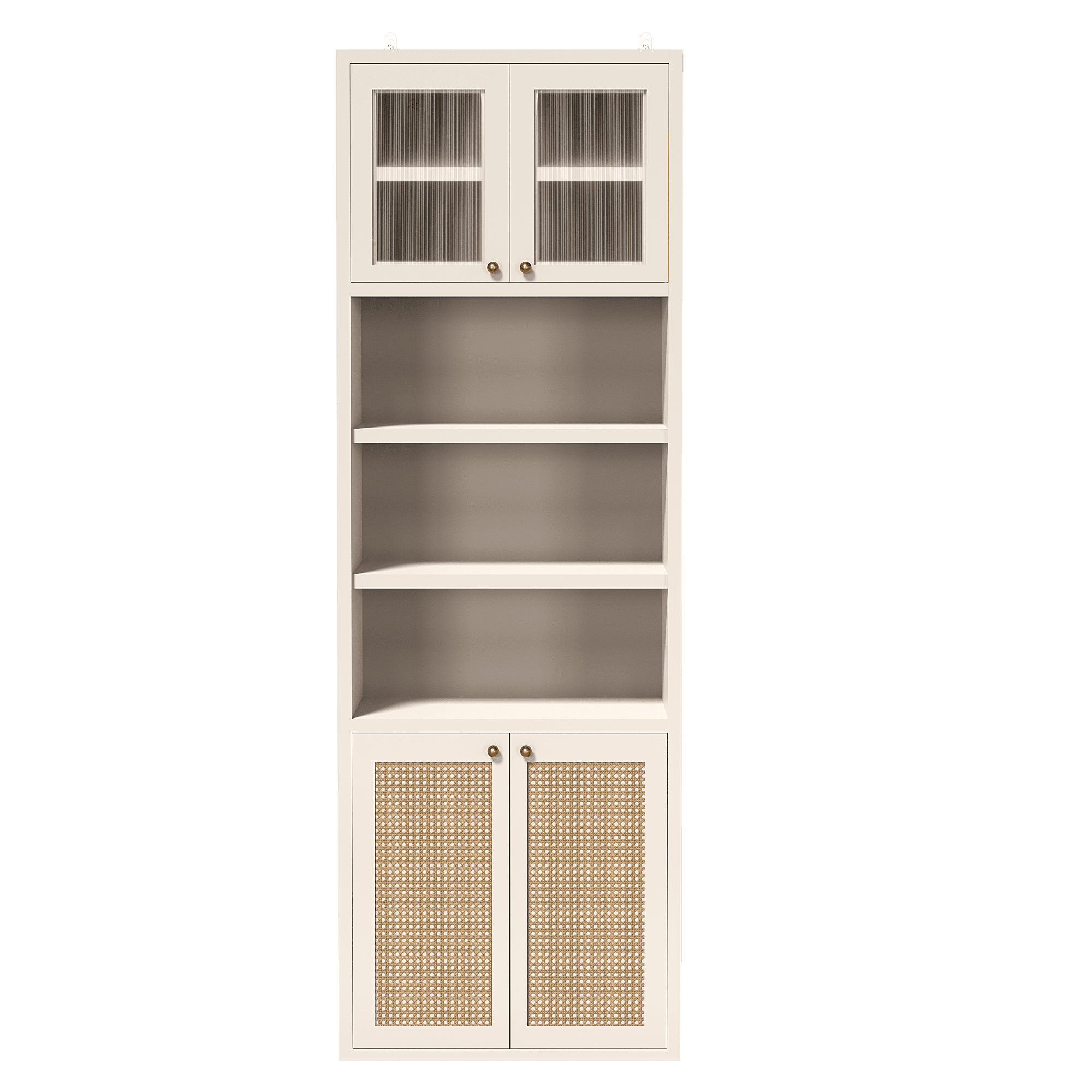 Mintazer 71" Tall Kitchen Pantry Storage Cabinet, Freestanding Modern Kitchen Cabinet with Open Shelf for Living Room, Dining Room, White