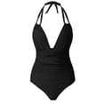 thumbnail image 6 of Womens Retro One Piece Swimsuit with Tummy Control, Ruched Vintage Bathing Suit for Long Torso & Curvy Figures, Halter Neck, 6 of 6