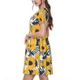 thumbnail image 2 of Easygdp Blue Striped Sunflower para Vestido Transpirable de Mujer, Vestido Suelto de Manga Corta con Pliegues y Bolsillos para el Verano, 2 of 6