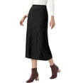 thumbnail image 4 of INSPIRE CHIC Cable Knit Sweater Skirt for Women's Elastic Waist A-Line Ribbed Casual Knit Maxi Skirt XS Black, 4 of 6