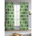 thumbnail image 2 of Saint Patrick's Day Sheer Curtains 84 Inch Length 2 Panels Set for Living Room/Bedroom, Vintage Green Plaid Lucky Clovers Kitchen Curtains Grommet Semi-Sheer Curtains Window Treatments 52"x84"x2, 2 of 7