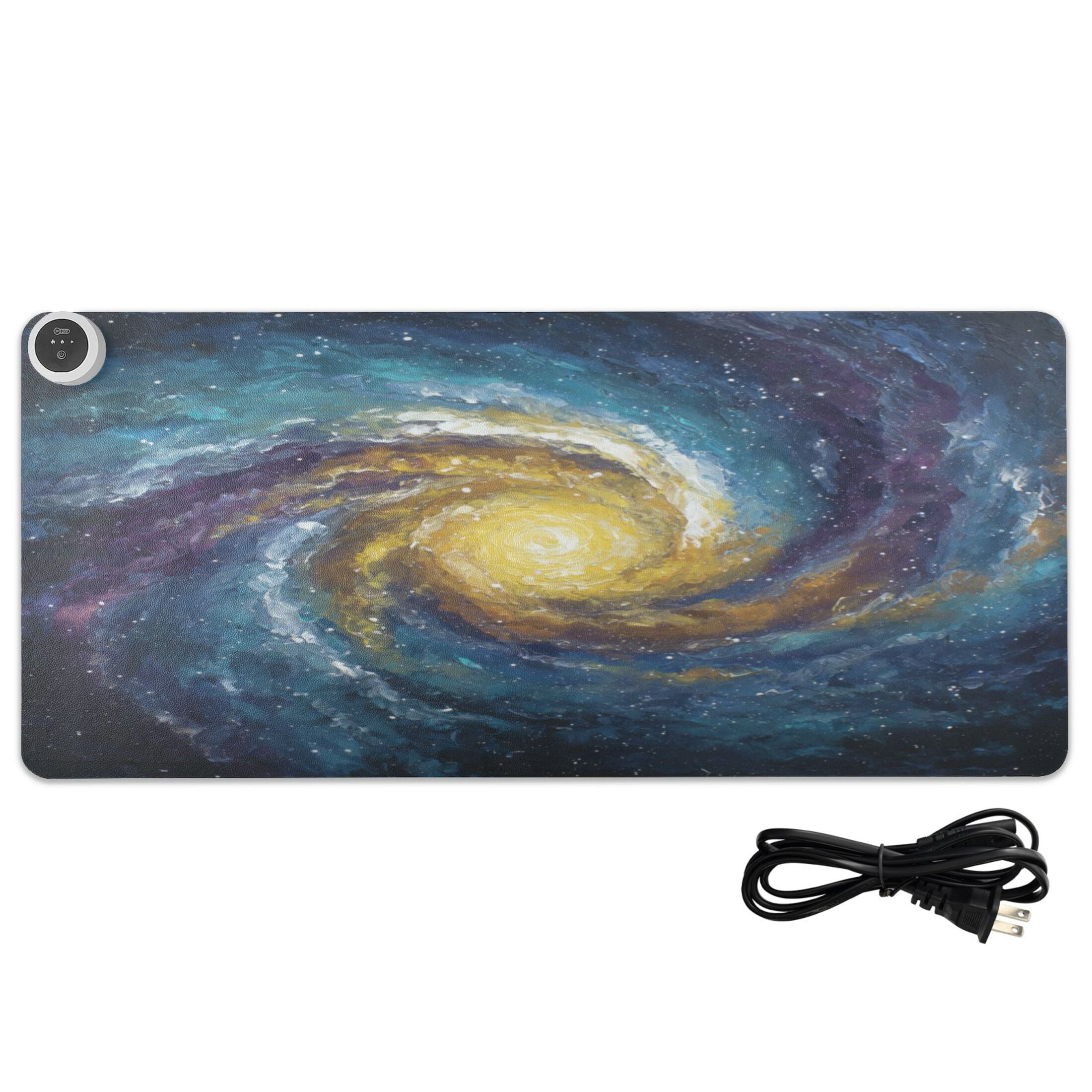 Wobogo Cosmic Spiral Heated Mouse Pad Extra-Large Desk Mat With 3 Heating Levels and 3-hour Auto Shut-Off Protection Ideal for Computer Keyboards Home Office Hand-warming Essential 31.5in × 13in