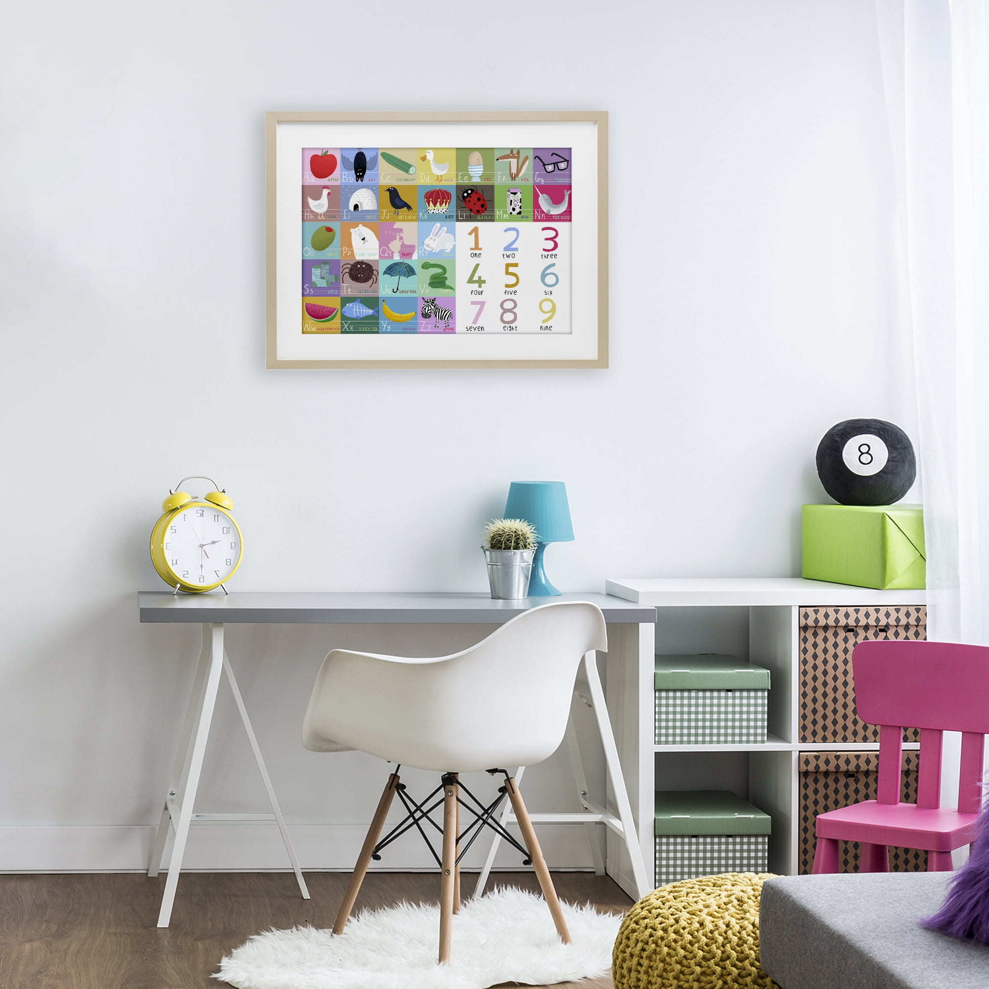 Stupell Industries Alphabet & Numbers First Words Birch Framed Print Under Glass, design by Carla Daly