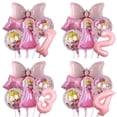 thumbnail image 2 of juego de globos de aluminio de princesa Peach rosa de 32 pulgadas con temática de princesa de dibujos animados para decoraciones de fiesta de cumpleaños de niña, 2 of 5
