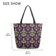 thumbnail image 5 of FORMRS Womens Canvas Tote Bag with Zipper Inner Pocket Shoulder Handbag, Gold and Purple Floral Pattern, 5 of 7