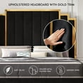 thumbnail image 5 of VanAcc King Size Bed Frame and Headboard, Upholstered Bed with Golden Plating Trim, Black, 5 of 7