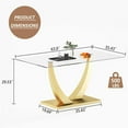 thumbnail image 3 of SUDICA 63" Rectangular Glass Dining Table, Clear Tempered Top with Gold U-Shaped Base for Modern Dining Room and Kitchen, 3 of 10