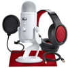 Blue Yeti USB Microphone (Whiteout) with Studio Headphones and Pop Filter Accessory Pack