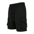 thumbnail image 3 of CONZONE Mens Cargo Shorts Elastic Waist Drawstring Hiking Shorts for Men Solid Color Lightweight Loose Fit Gym Athletic Shorts With Pockets, 3 of 8