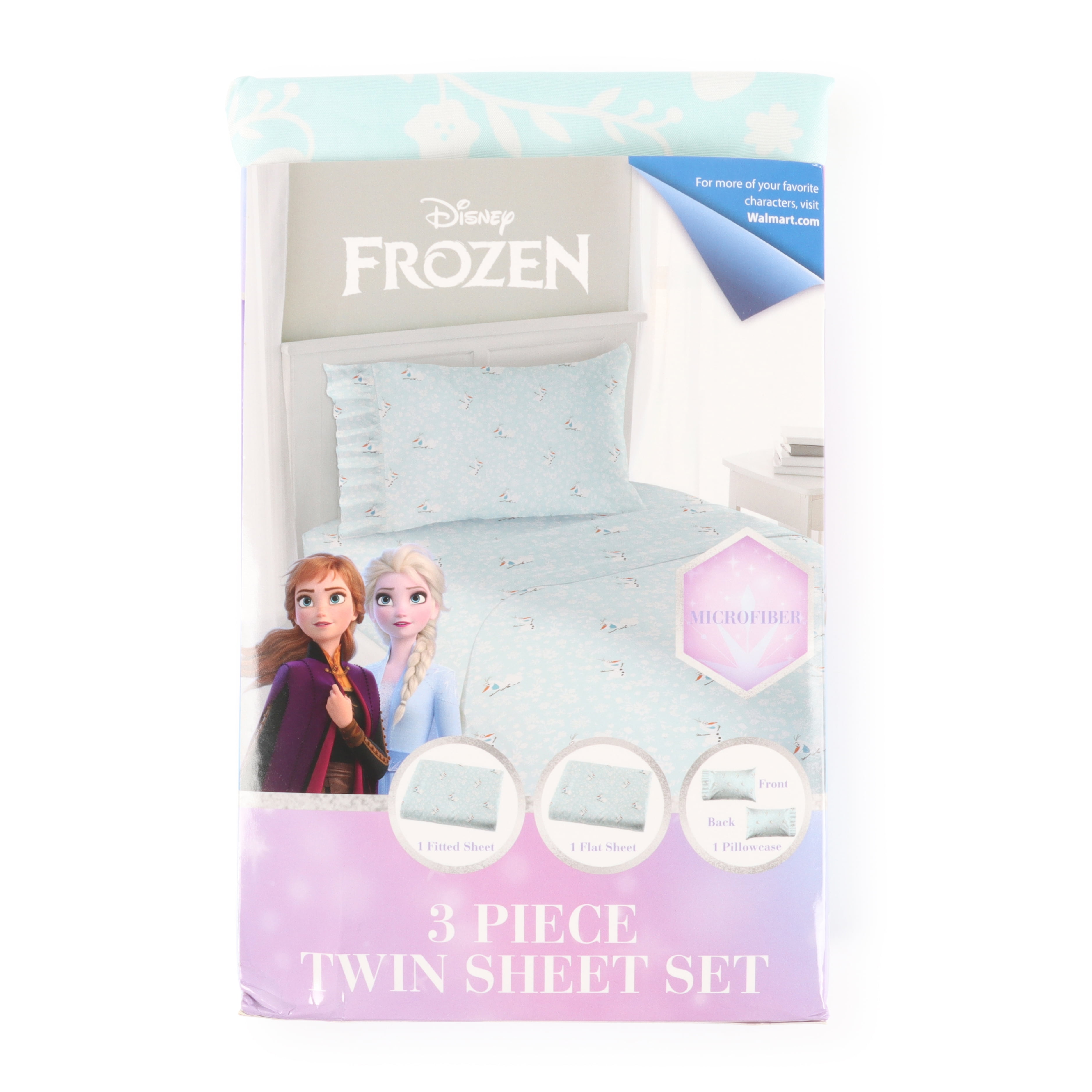 Disney Frozen Icy Adventure 3-Piece Twin Sheet Set, Kids, White and Blue