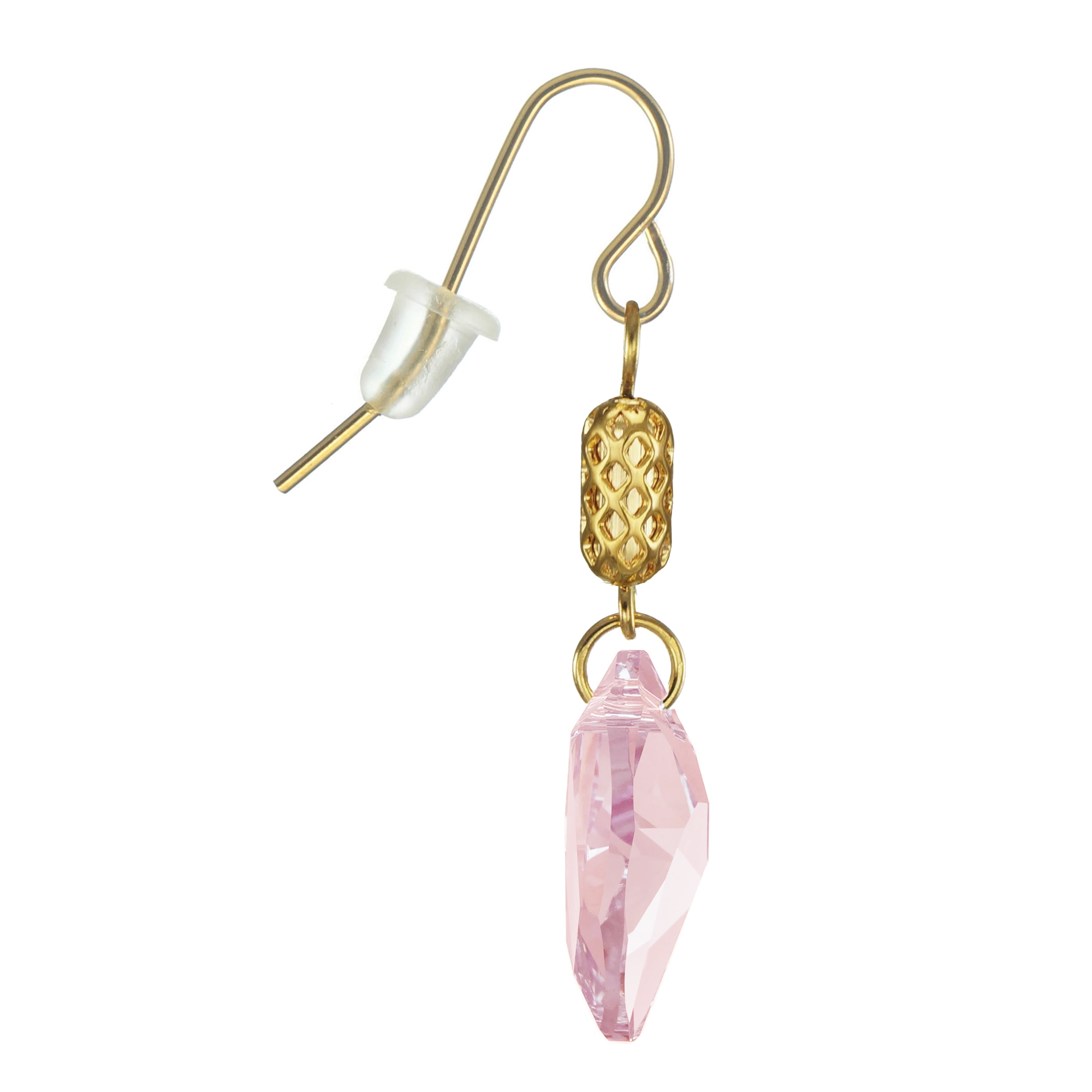 One Pair 19mm Austrian Galactic with Gold Woven Tube Dangle Earrings – Hypoallergenic Earwires - Pink
