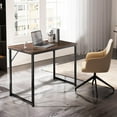 thumbnail image 3 of Giantex 40” Home Office Computer Desk, Modern Simple Writing Study Desk, Metal Frame Gaming Desk, Laptop PC Workstation, Coffee, 3 of 8