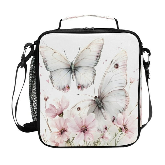 ALAZA Watercolor Butterflies Flower Lunch Box Insulated Lunch Bag Reusable Thermal Cooler Tote School Picnic