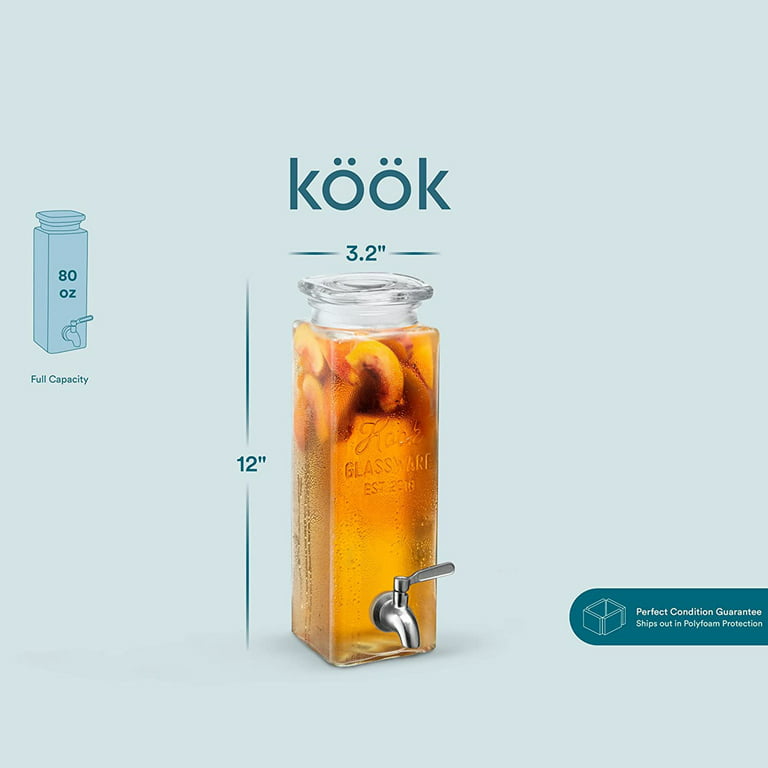 Kook Glass Beverage Dispenser, 1 Gallon, Rose Gold