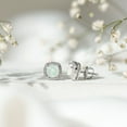 thumbnail image 4 of Rosec Jewels Ethiopian Opal Stud Earrings with Diamond Halo for Women - 6 mm, 18K White Gold, 4 of 10