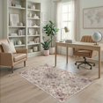 thumbnail image 2 of ODIKA 4'x6' Ultra-Soft Area Rug, Distressed Vintage Trellis Boho Clusters Vine Border Scroll Pink Flowing Dynamic None Washable, Bare feet friendly, Silk-Touch for Bedroom Home office, 2 of 7