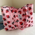 thumbnail image 5 of Yucurem Cute Strawberry Print Shoulder Bag Large Capacity Shopping Bag For Women (Pink) Tote bag (H), 5 of 10