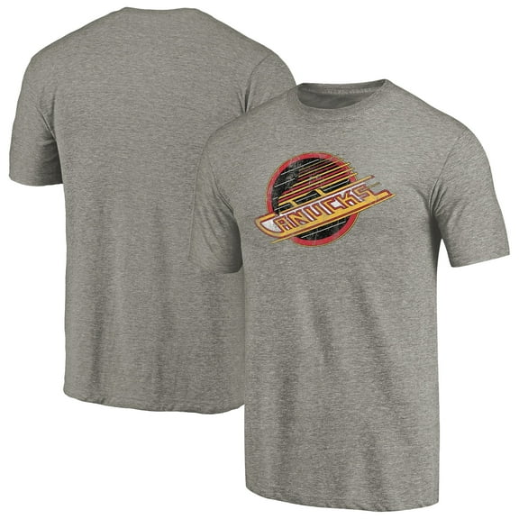 Men's Ash Vancouver Canucks Throwback Logo 1985-1986 Tri-Blend T-Shirt